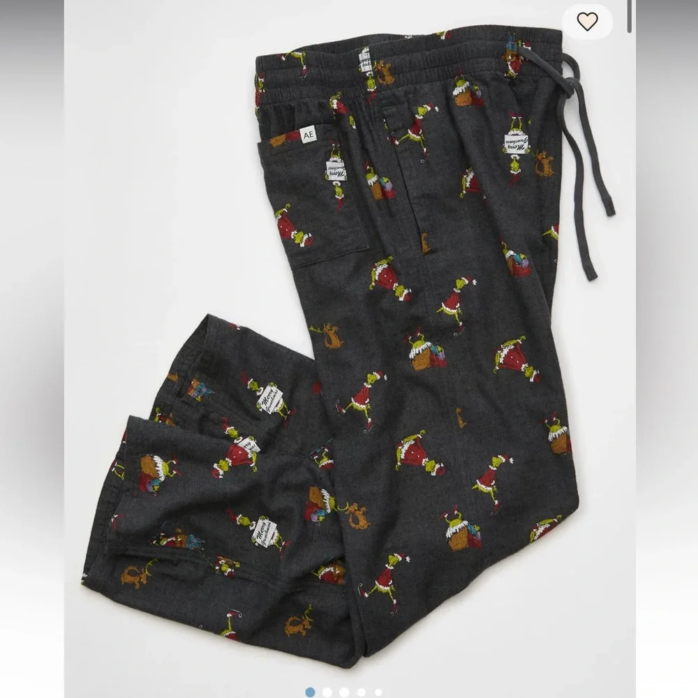 American Eagle Men’s Grinch Flannel Lounge Pajama Pants Size XXL Christmas